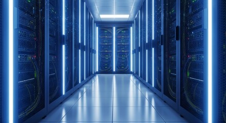 Futuristic Server Room:  High-Tech Data Center Interior