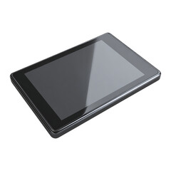 Black tablet device isolated on transparent background, a modern portable gadget with touchscreen display