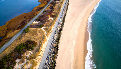 Coastal landscape aerial view