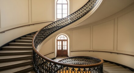 Fototapeta premium Elegant Spiral Staircase in a Grand Building