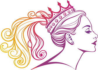 Queen Themed Design Illustration. Royal Queen Design with Crown and Jewelry. Elegant Queen Portrait Design for Creative Artwork. Regal Queen Themed Illustration for Royal Concepts. Fantasy Queen