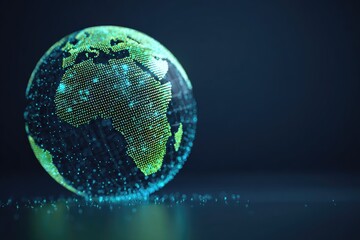 3D Earth, glowing points, digital world