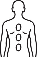 Human body outline with three oval shapes representing energy centers or chakras