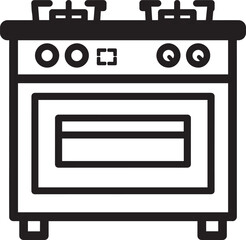 Black Stove Vector | Kitchen Appliance Silhouette Icon