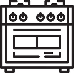 Black Stove Vector | Kitchen Appliance Silhouette Icon