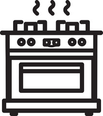 Black Stove Vector | Kitchen Appliance Silhouette Icon