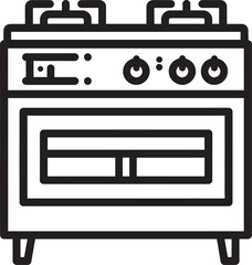 Black Stove Vector | Kitchen Appliance Silhouette Icon