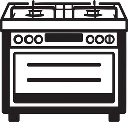 Black Stove Vector | Kitchen Appliance Silhouette Icon