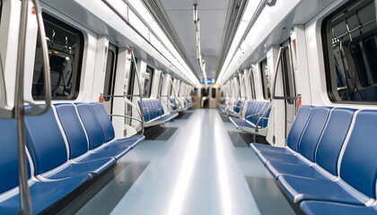 Empty modern subway car interior