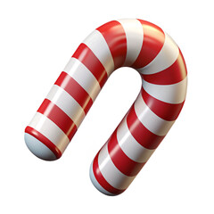 Classic red and white striped candy cane isolated on transparent background