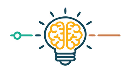 Brainstorming idea lightbulb creative thinking innovation concept with brain power and solution focus