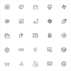 Download collection of line style web icons, outline minimal vector pack of technology, communication, office, data, and modern creative business symbols