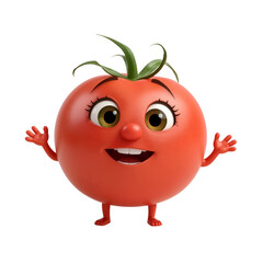 Fototapeta premium Tomato Cartoon Character Mascot on Transparent Background for Branding and Food Packaging