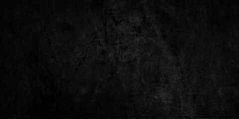 Abstract grunge old stained Dark grey textured concrete black wall background,  dirty dark raw cement wall texture and background, wide panorama picture black wall texture.