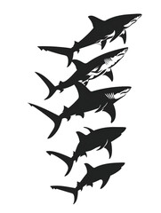 Fototapeta premium silhouette of a shark illustration png transparent background