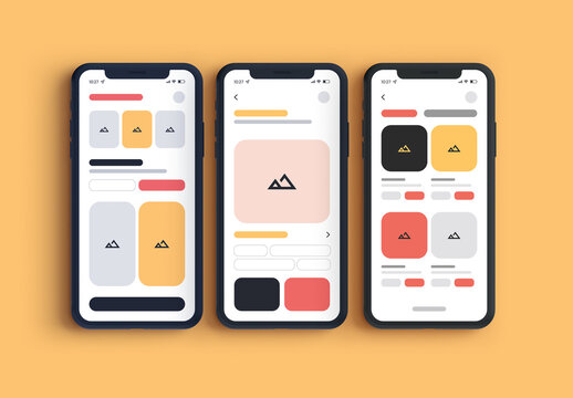 Colorful Mobile App UI UX Wireframe Template Set