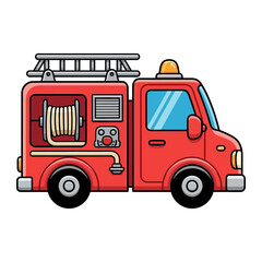 Fototapeta premium Cute Cartoon Fire Truck Vector Illustration