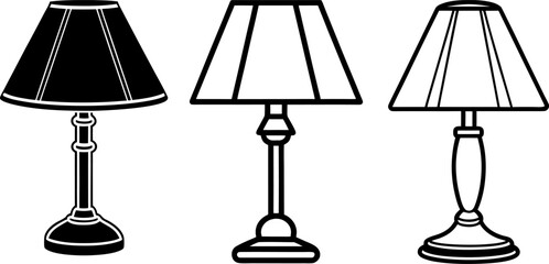 Desk lamp set, a Set of desk lamps, desk lamp collection, Vector of desk lamp, desk lamp silhouette, desk lamp isolated on white background