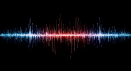 Dynamic audio waveform pulsating with vibrant energy on black background for music visuals
