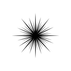 Obraz premium A black and white graphic of a starburst pattern with sharp lines radiating from a central point
