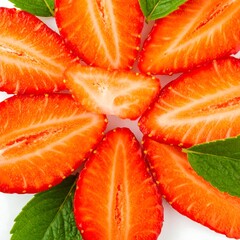Fresh strawberry slices arranged artistically