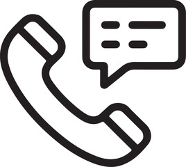 Icon of a telephone handset with a speech bubble indicating communication or messaging