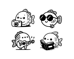 collection of cute fish vector