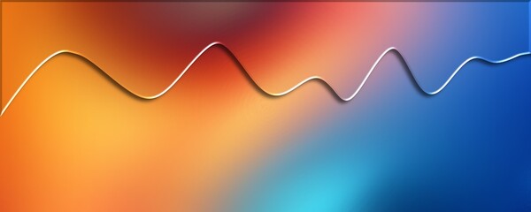 Abstract colorful background. Abstract background with a single wavy line on a gradient of orange, red, and blue