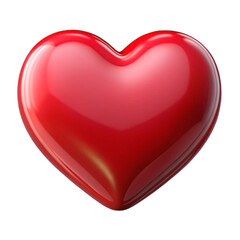 Glossy red heart shape symbol of love isolated on transparent background