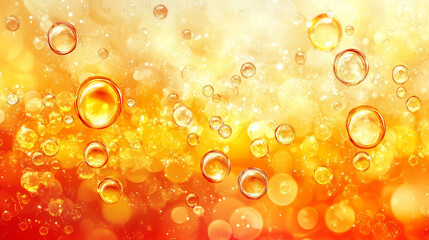 Vibrant orange and yellow bubbles,  a dynamic abstract background