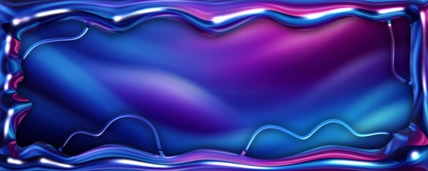 Abstract liquid metal frame with colorful gradient background