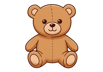 Brown Teddy Bear Illustration Cute Plush Toy Sitting on Black Background isolated on transparent background