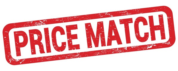 PRICE MATCH text written on red rectangle stamp.