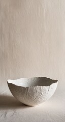 Cream-colored sculpted bowl