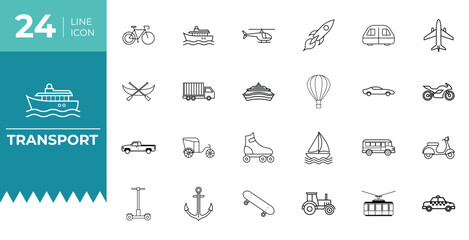 Transportation and Vehicles Icon Set
Travel and Transport Icon Pack