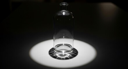 Illuminated transparency: A stark portrayal of a glass bottle with shadows and light play