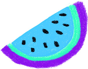 Vibrant slice of watermelon with neon hues and seed details on a contrasting background