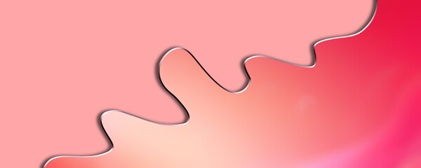 Pink and red gradient abstract background with a smooth, curved shape and a metallic silver border