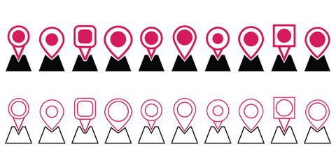 Location icon. Map pin icon set. location marker. location pin. Destination icon place address. specific geographic location. Map pin icon. navigation locator sign. eps 10