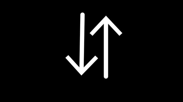 upload icon with download icon animated on a black background.