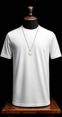 Blank white t-shirt on mannequin with gold pendant