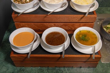 Assorted Salad Dressings in Serving Bowls
