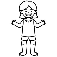 cartoon illustration outline of a girl 