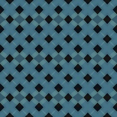 Seamless abstract blue and black geometric pattern with a retro checkered mosaic design