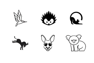 Fototapeta premium Animal Line Art Logo Icons Set