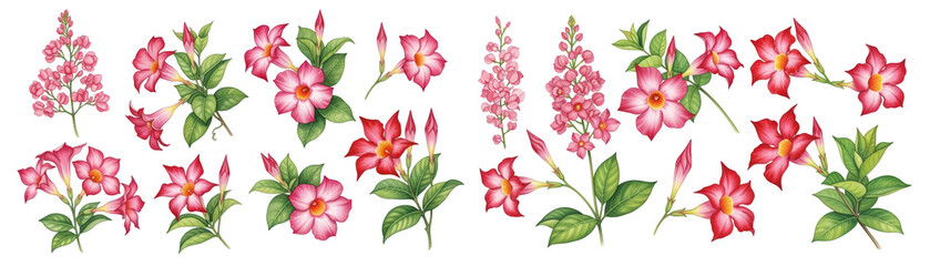 Vibrant pink floral arrangement with various blossoms and lush green leaves, perfect for spring decor.