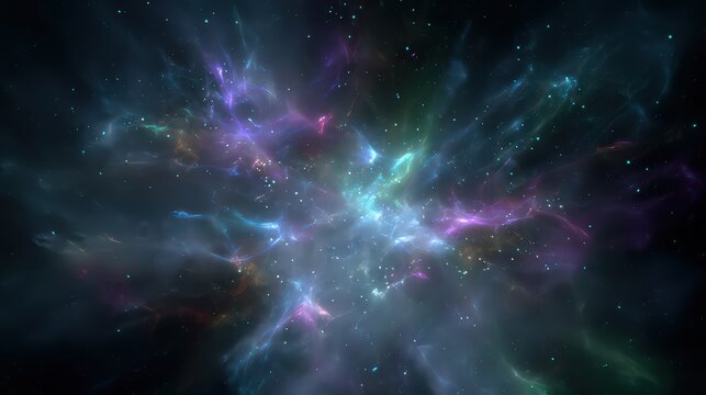 Abstract Cosmic Tapestry With Swirling Colors - Powered by Adobe