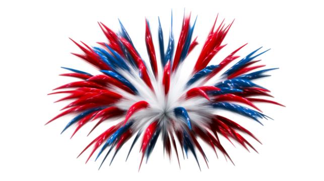 Explosion of Red and Blue Feathers on Transparent Background