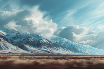 Heat distortion blurring distant mountains