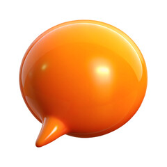 Glossy orange speech bubble communication symbol isolated on transparent background